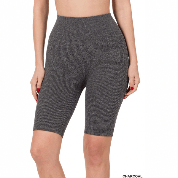 Lia Seamless Ribbed High Waist Biker Shorts - La Belle Gina Boutique