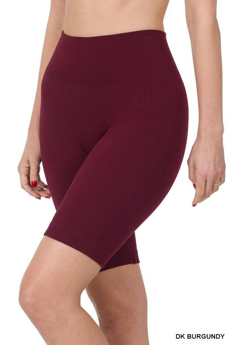 Lia Seamless Ribbed High Waist Biker Shorts - La Belle Gina Boutique