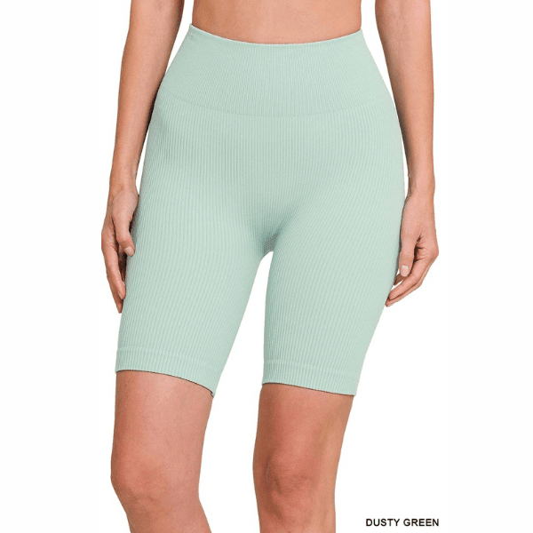 Lia Seamless Ribbed High Waist Biker Shorts - La Belle Gina Boutique