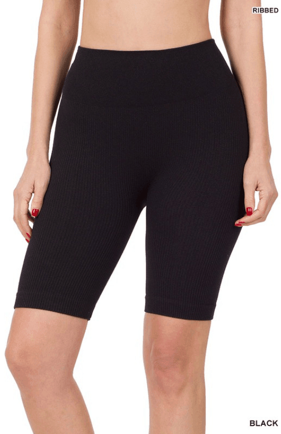 Lia Seamless Ribbed High Waist Biker Shorts - La Belle Gina Boutique