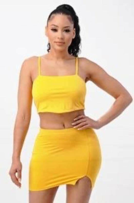 Lia set with strap band crop top and skirt set - La Belle Gina Boutique