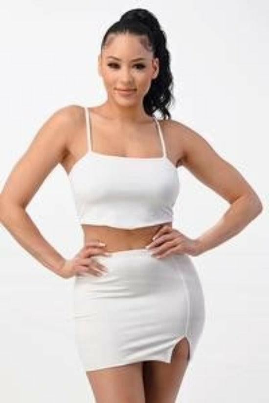 Lia set with strap band crop top and skirt set - La Belle Gina Boutique