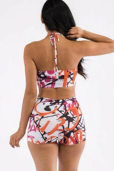 Lia sleeveless painting print shorts set - La Belle Gina Boutique