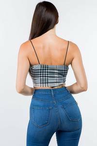 Lia sleeveless plaid printed crop top - La Belle Gina Boutique