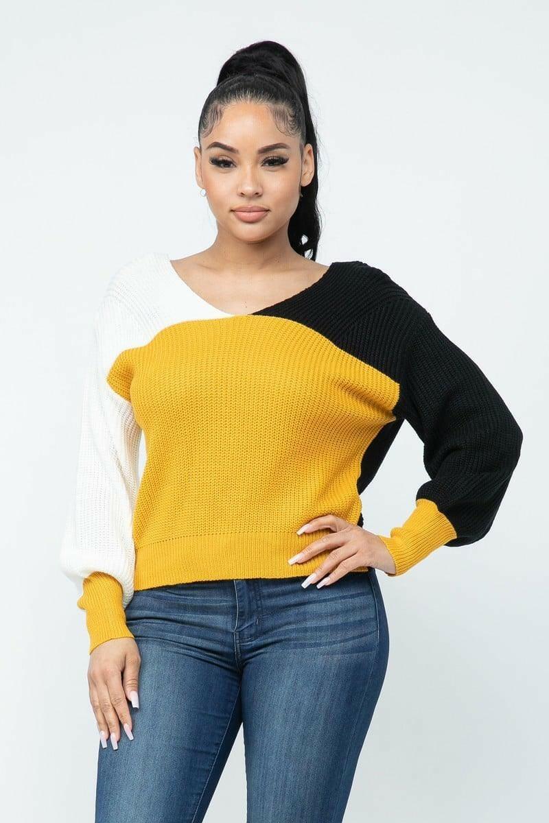 Lia twisted open back cozy sweater - La Belle Gina Boutique