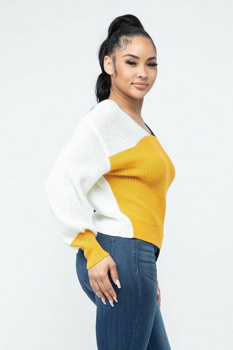 Lia twisted open back cozy sweater - La Belle Gina Boutique