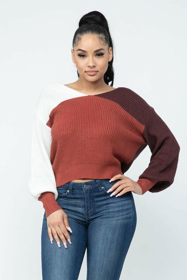 Lia twisted open back cozy sweater - La Belle Gina Boutique