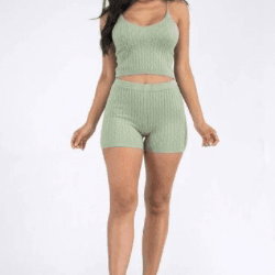 Lora Crop Top And Shorts Set-Green - La Belle Gina Boutique