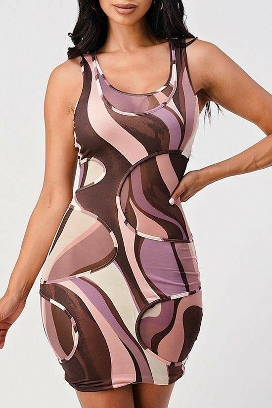 LORA print and mesh mini dress - La Belle Gina Boutique