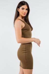 Lora sleeveless V-neck mini dress-Caramel - La Belle Gina Boutique