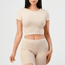 Maria 2 Pcs Ribbed Crop Top and Short Set - La Belle Gina Boutique