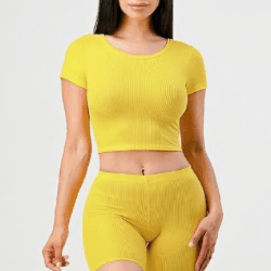 Maria 2 Pcs Ribbed Crop Top and Short Set - La Belle Gina Boutique