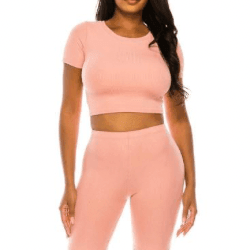 Maria 2 Pcs Ribbed Crop Top and Short Set - La Belle Gina Boutique