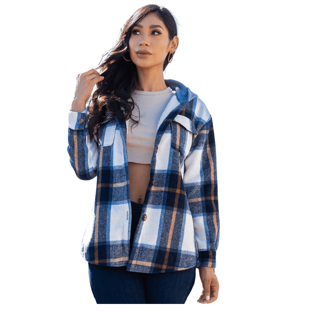 Marlie Hooded Plaid Shaket Jacket - La Belle Gina Boutique