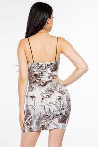 Marthe sleeveless print mini dress-Brown - La Belle Gina Boutique