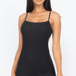 Mila Ribbed Sleeveless Back Cutout Romper - La Belle Gina Boutique