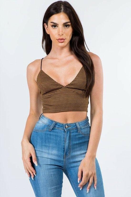 MYA sleeveless V nexk printed crop top - La Belle Gina Boutique