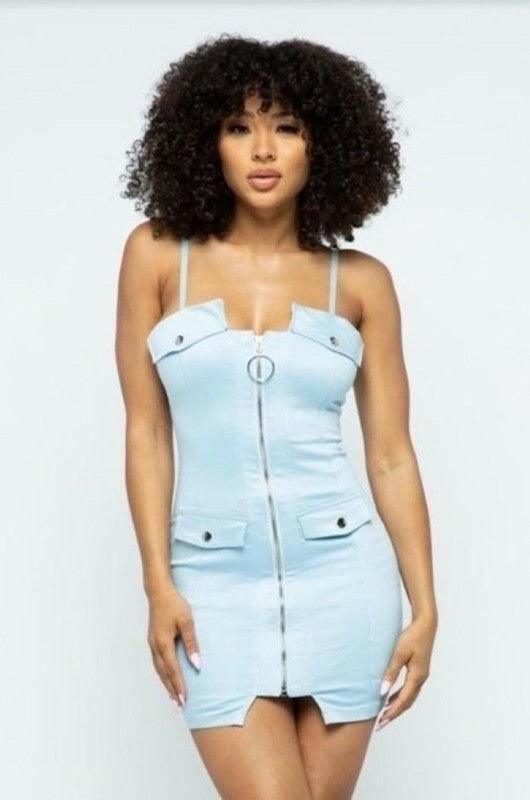 Nellie blue mini dress - La Belle Gina Boutique