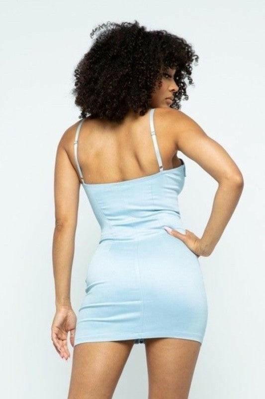 Nellie blue mini dress - La Belle Gina Boutique