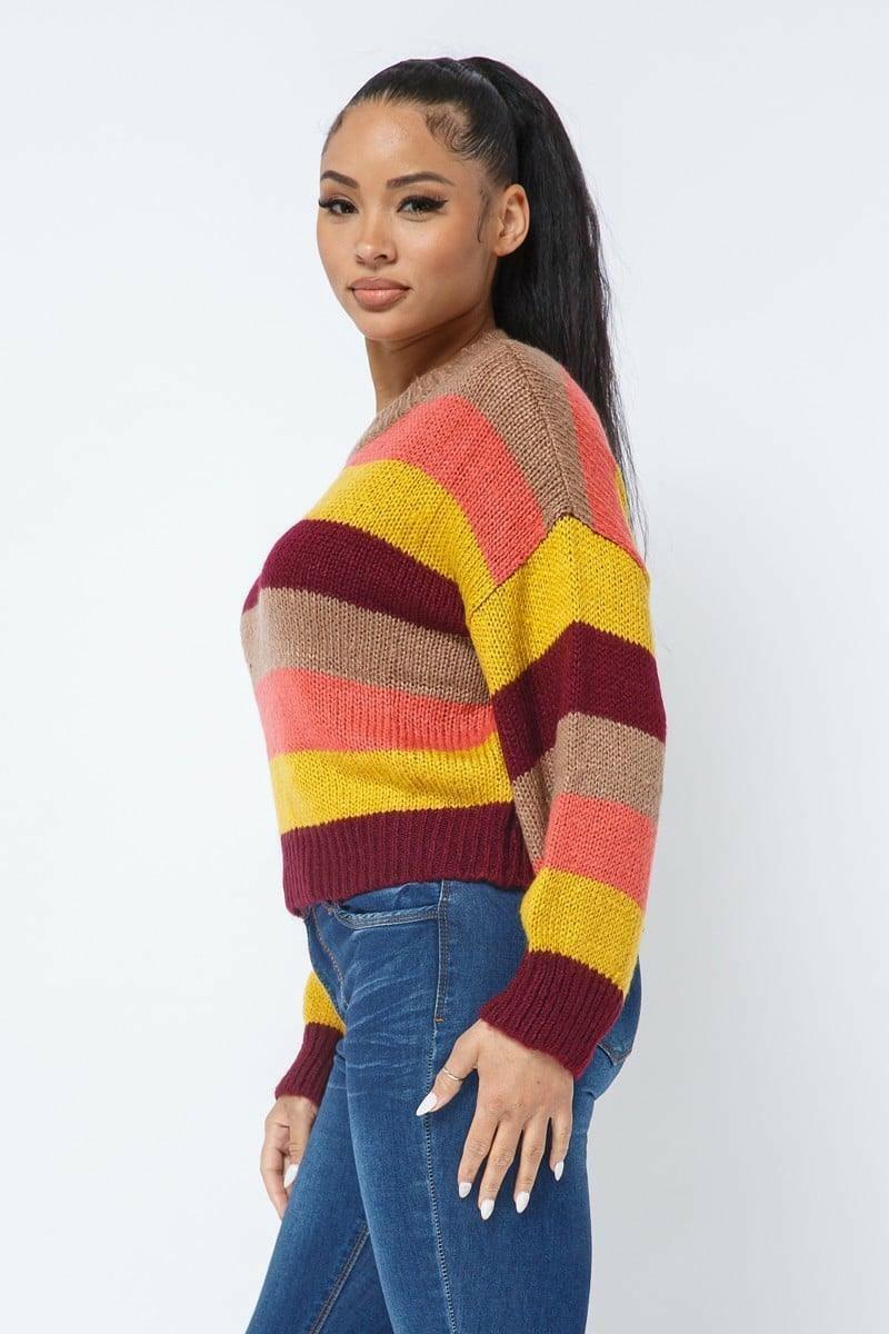 Nellie stripe cozy sweater - La Belle Gina Boutique