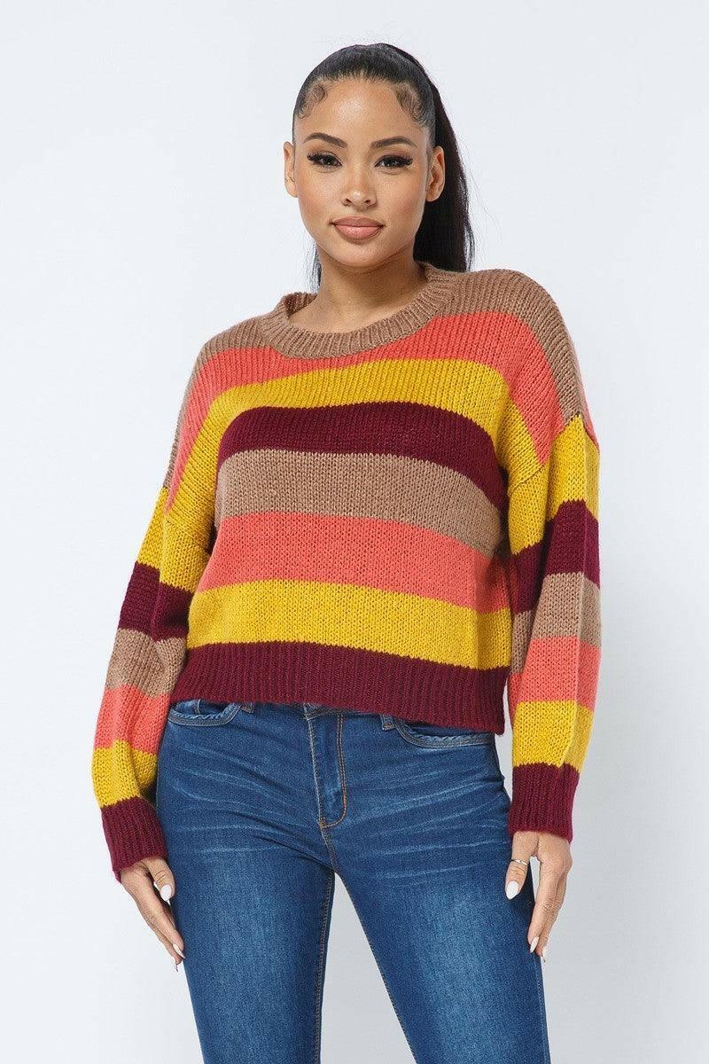 Nellie stripe cozy sweater - La Belle Gina Boutique