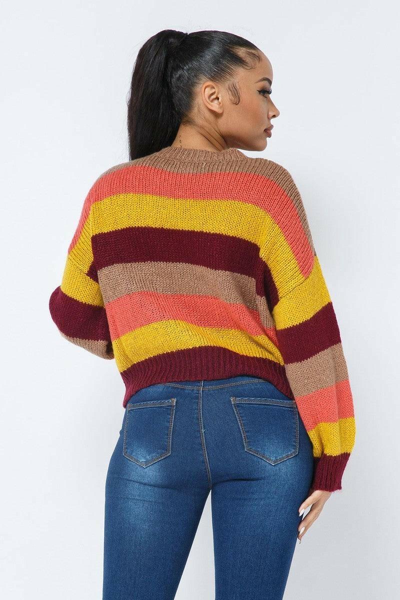 Nellie stripe cozy sweater - La Belle Gina Boutique