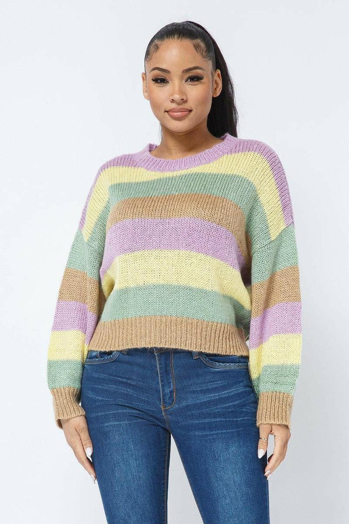 Nellie stripe cozy sweater - La Belle Gina Boutique