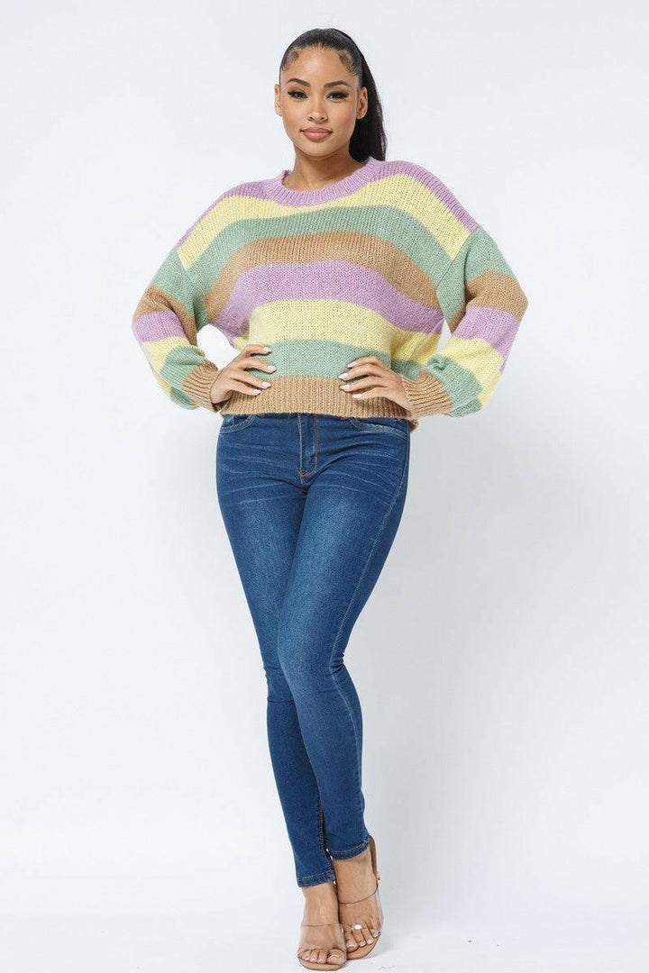 Nellie stripe cozy sweater - La Belle Gina Boutique