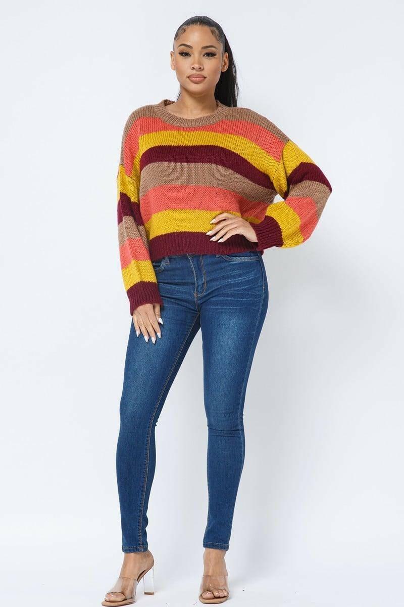 Nellie stripe cozy sweater - La Belle Gina Boutique