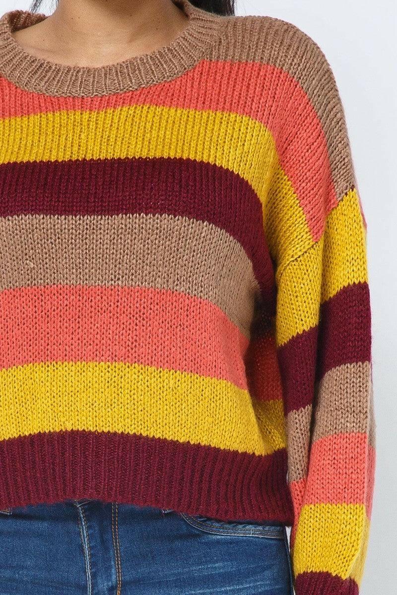 Nellie stripe cozy sweater - La Belle Gina Boutique