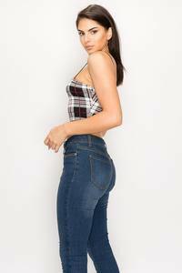 Nia sleeveless plaid printed crop top - La Belle Gina Boutique