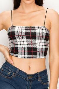 Nia sleeveless plaid printed crop top - La Belle Gina Boutique