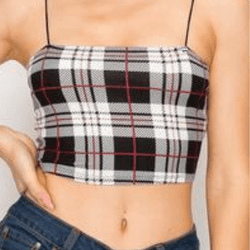 Nia sleeveless plaid printed crop top - La Belle Gina Boutique