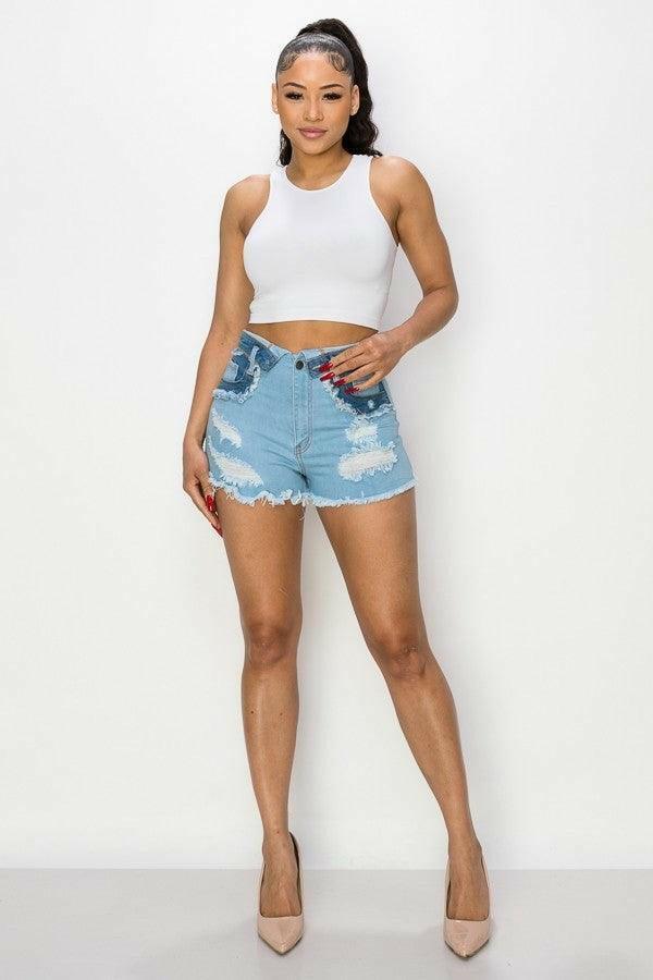 Nita Junior duo blue short jeans - La Belle Gina Boutique