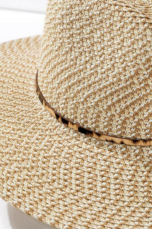 Panama Woven Natural print band Hat - La Belle Gina Boutique