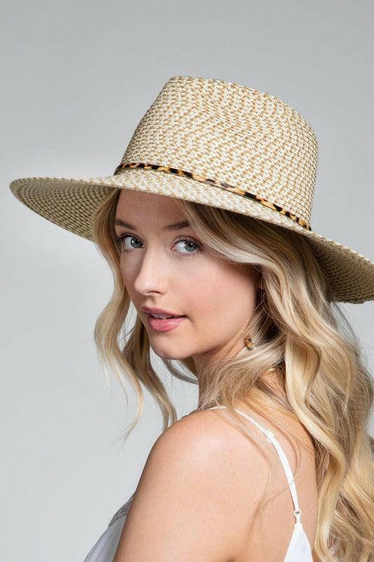 Panama Woven Natural print band Hat - La Belle Gina Boutique