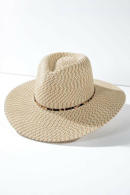 Panama Woven Natural print band Hat - La Belle Gina Boutique