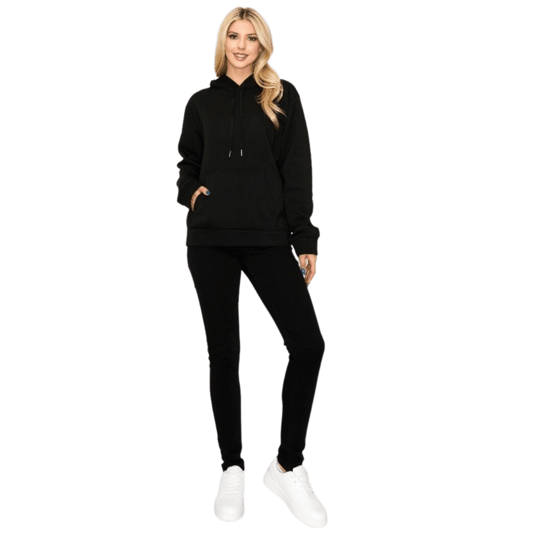 Sara Basic Fleeced Pullover Hoodie - La Belle Gina Boutique