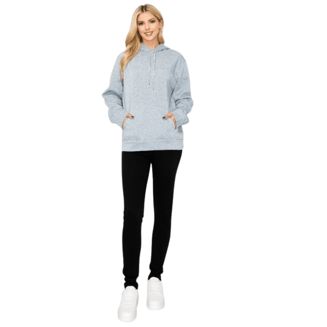 Sara Basic Fleeced Pullover Hoodie - La Belle Gina Boutique