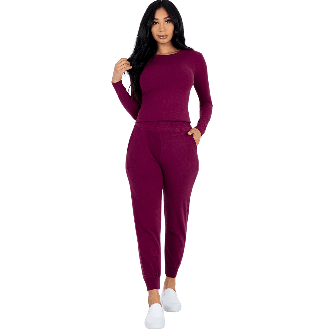 Sara Ribbed Sweatshirt Joggers set - La Belle Gina Boutique