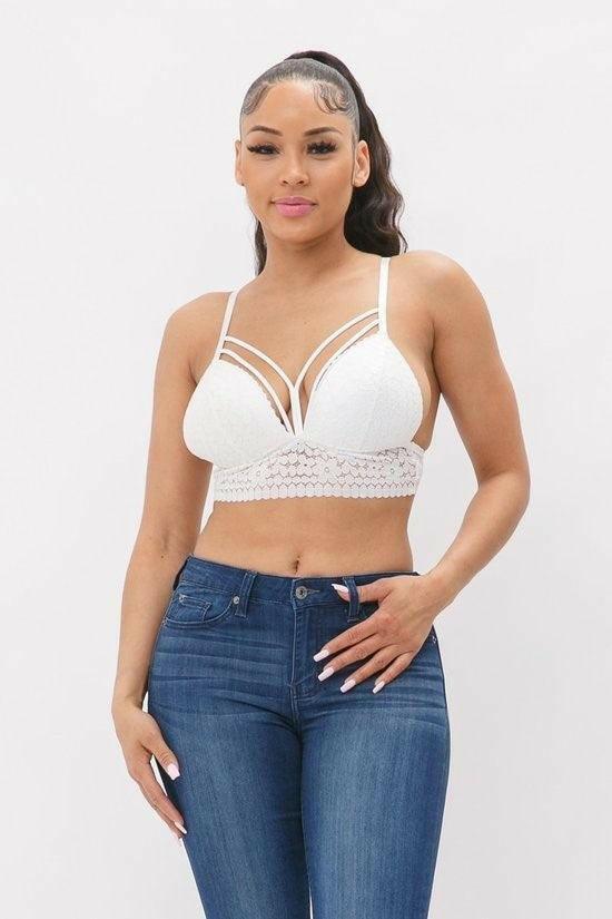 Sash lace front flower bralette crop top - La Belle Gina Boutique