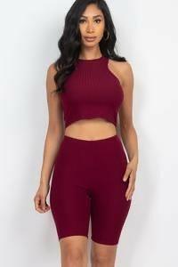 Sasha crop tank top and biker shorts set - La Belle Gina Boutique