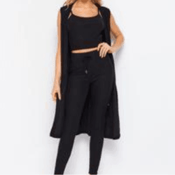 THREE piece ribbed legging set with top and cardigan - La Belle Gina Boutique