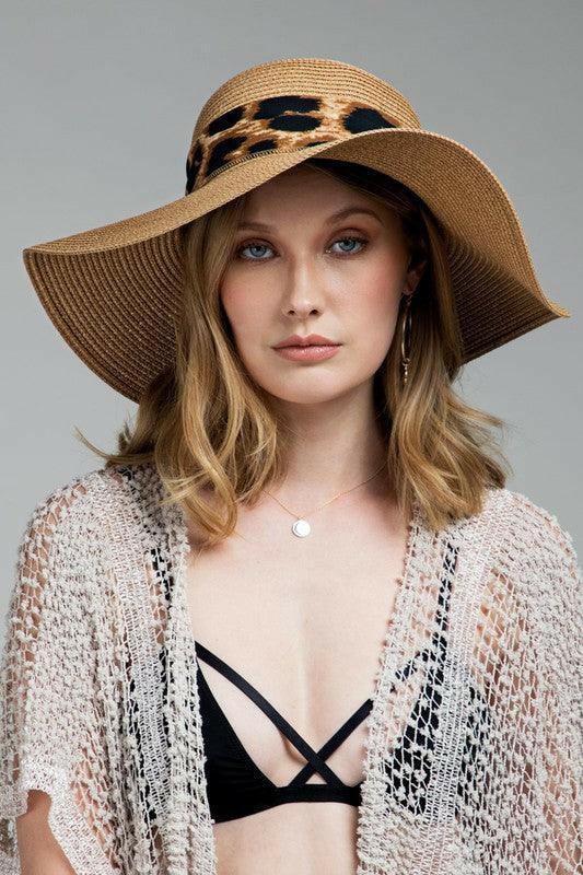 Tropical print Bow Sun Hat - La Belle Gina Boutique