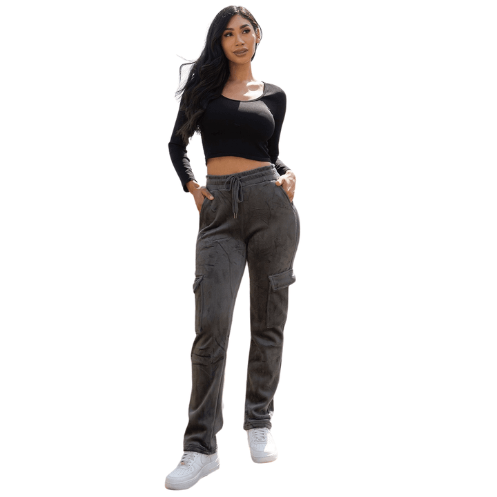 Veve Drawstring Cargo Velour Pants - La Belle Gina Boutique